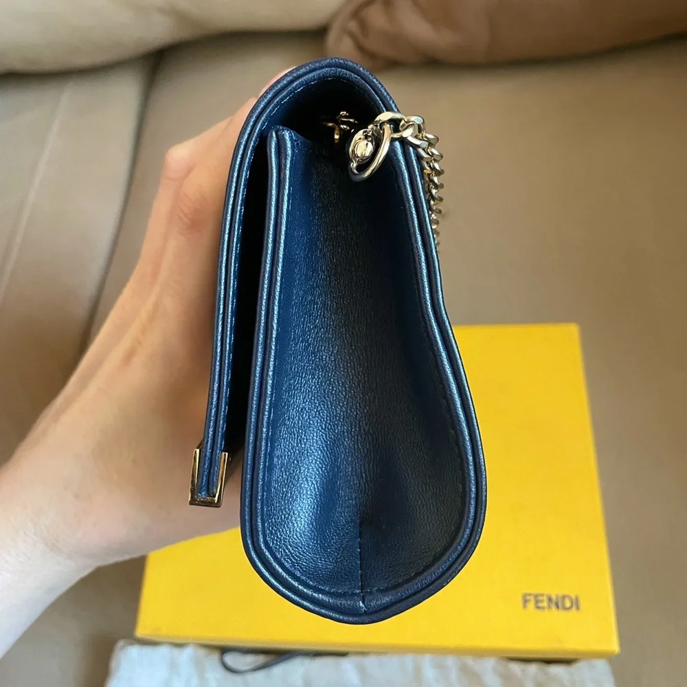 FENDI Lambskin Mini Rush Clutch in Navy - Picture 4 of 14